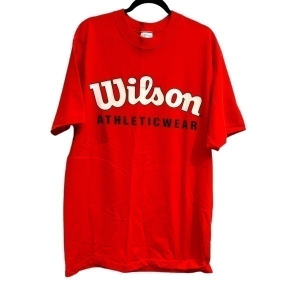 Vintage Wilson Athletic Wear Red White T Shirt Size Large Tall - Picture 3 of 8
